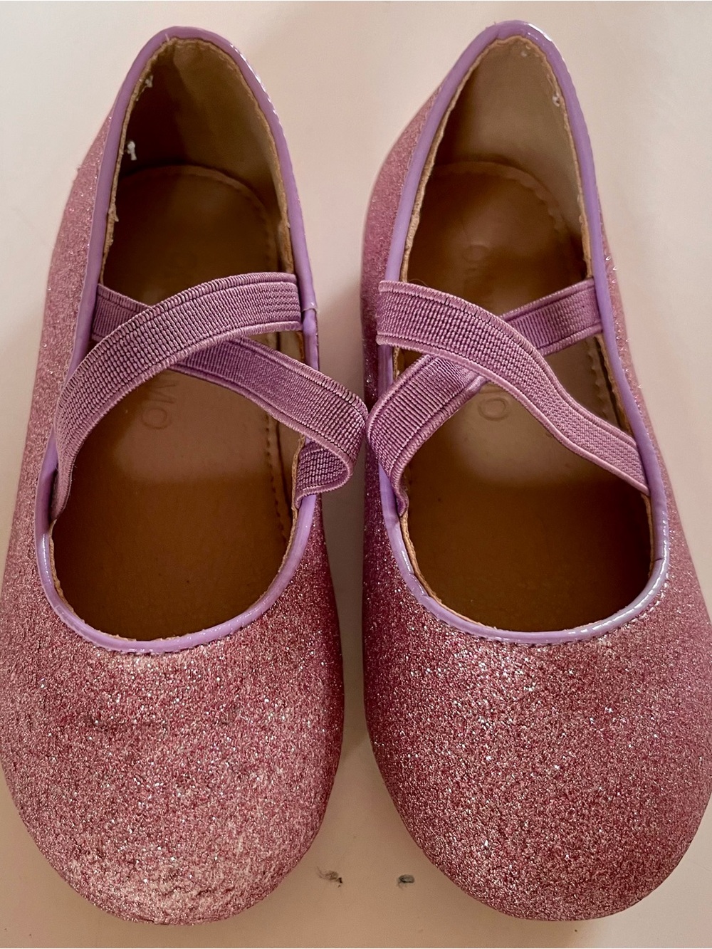 Girls' Glitter Cross-Strap Dress Shoes in Lavender